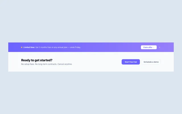 Preview of offer banner and cta bar