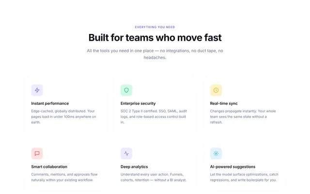 Preview of feature icon grid