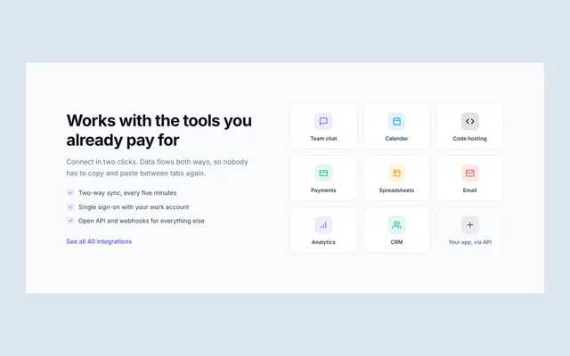 Preview of integrations grid